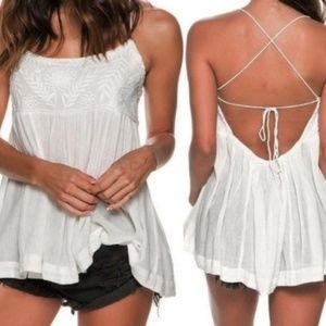 Free People Ivory Embroidered Tank - Sz L